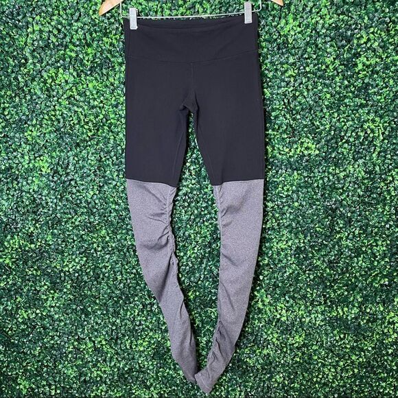 ALO YOGA Goddess Two Tone Black Grey Ribbed Leggings Size XS - Picture 4 of 7